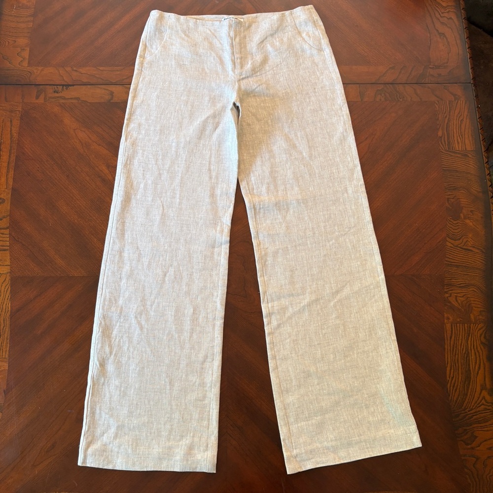 Reformation Linen Pants Vida Low Rise Oatmeal 2 - Picture 2 of 16